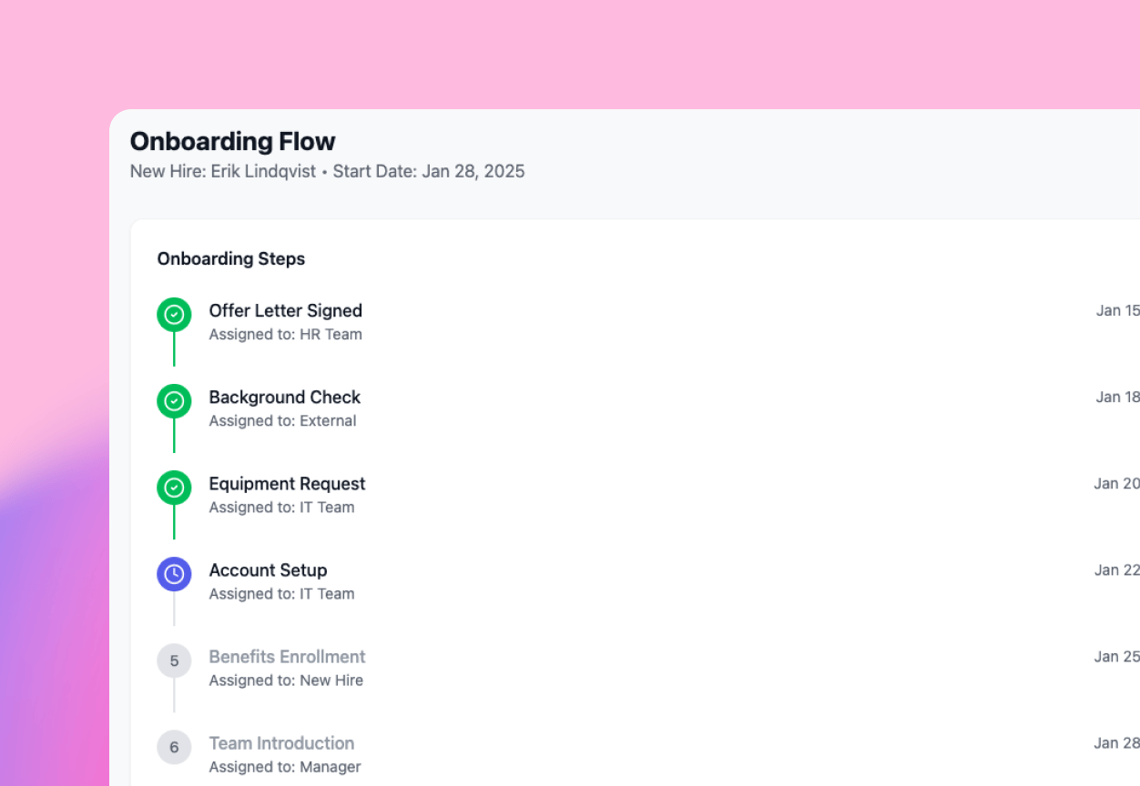 Onboarding workflows